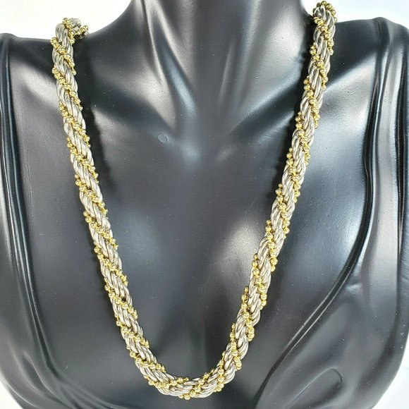 Unbranded Jewelry - Twisted Rope Necklace Silver Gold Tone 25"
